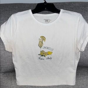 White Limoncello Cropped Baby Tee Graphic Tee